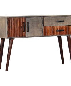 Konzolni stol sivi 120 x 35 x 75 cm grubo masivno drvo manga