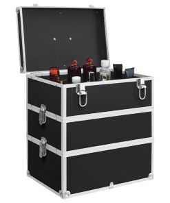 Kovčeg za šminku 37 x 24 x 40 cm crni aluminijski