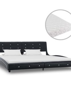 Krevet od umjetne kože s madracem crni 180 x 200 cm