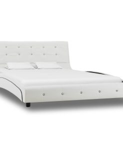 Krevet od umjetne kože s memorijskim madracem bijeli 120x200 cm