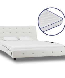 Krevet od umjetne kože s memorijskim madracem bijeli 120x200 cm