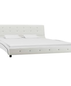 Krevet od umjetne kože s memorijskim madracem bijeli 160x200 cm