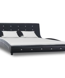 Krevet od umjetne kože s memorijskim madracem crni 140 x 200 cm