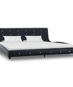 Krevet od umjetne kože s memorijskim madracem crni 180 x 200 cm