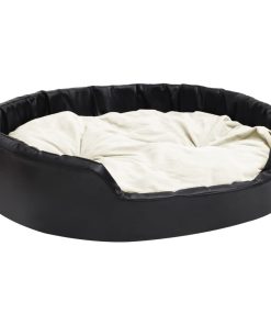 Krevet za pse crni i bež 99 x 89 x 21 cm pliš i umjetna koža