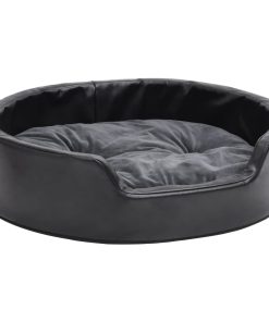 Krevet za pse crni i tamnosivi 69x59x19 cm pliš i umjetna koža