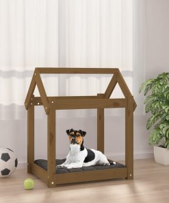 Krevet za pse smeđa boja meda 61x50x70 cm od masivne borovine