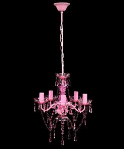 Kristalna svjetiljka s 5 žarulja ružičasta