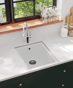 Kuhinjski sudoper s otvorom protiv prelijevanja bijeli granitni