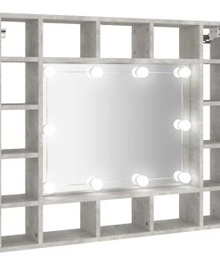 Kupaonski ormarić s ogledalom LED boja betona 91 x 15 x 76
