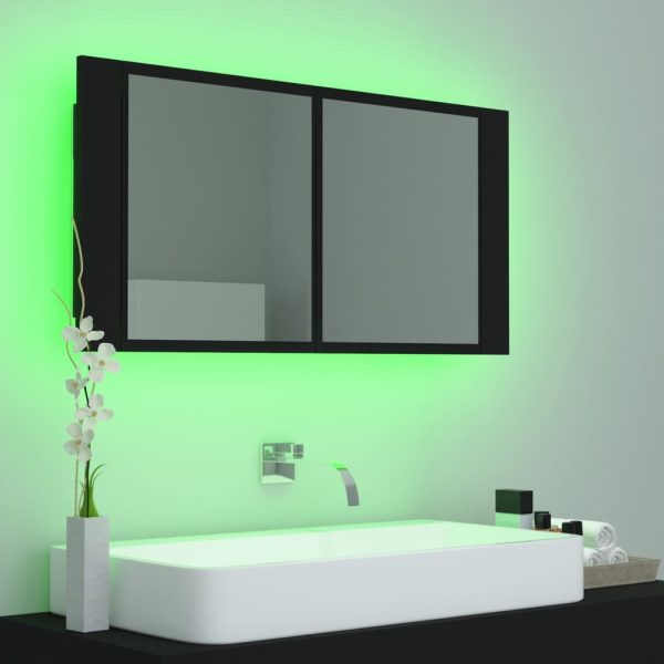 LED kupaonski ormarić s ogledalom crni 90 x 12 x 45 cm - Slika 4