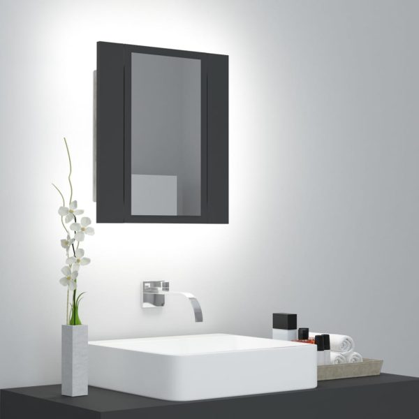 LED kupaonski ormarić s ogledalom sivi 40x12x45 cm akrilni