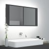 LED kupaonski ormarić s ogledalom sivi 90x12x45 cm akrilni