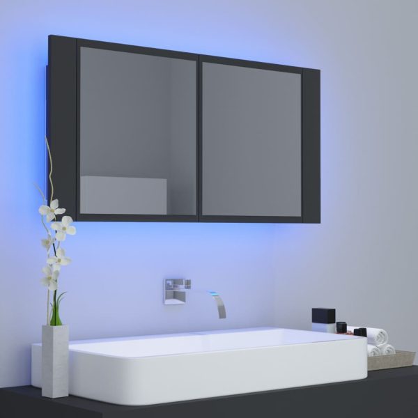 LED kupaonski ormarić s ogledalom sivi 90 x 12 x 45 cm - Slika 3