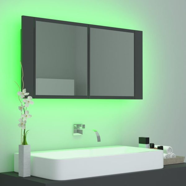 LED kupaonski ormarić s ogledalom sivi 90 x 12 x 45 cm - Slika 4
