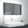 LED kupaonski ormarić s ogledalom sjajni sivi 90x12x45 akrilni