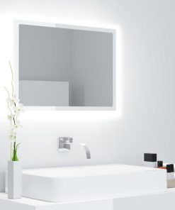 LED kupaonsko ogledalo visoki sjaj bijelo 60x8