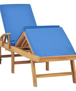 Ležaljka za sunčanje od masivne tikovine s jastukom plava