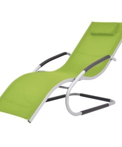 Ležaljka za sunčanje s jastukom aluminij i tekstilen zelena