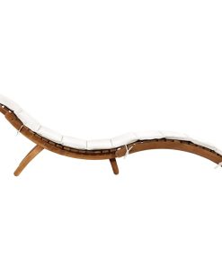 Ležaljka za sunčanje s jastukom masivno bagremovo drvo krem