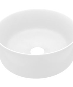 Luksuzni okrugli umivaonik mat bijeli 40 x 15 cm keramički