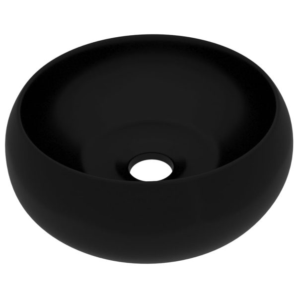 Luksuzni okrugli umivaonik mat crni 40 x 15 cm keramički
