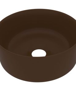 Luksuzni okrugli umivaonik mat tamnosmeđi 40 x 15 cm keramički