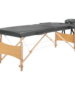 Masažni stol s 2 zone i drvenim okvirom antracit 186 x 68 cm