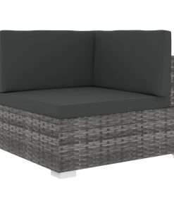 Modularna kutna fotelja s jastucima 1 kom od poliratana siva