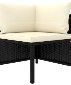 Modularna kutna sofa od poliratana s jastucima crna