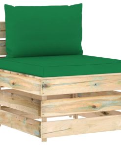 Modularna srednja sofa s jastucima od zeleno impregniranog drva