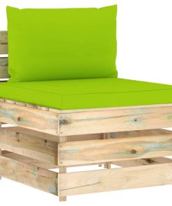 Modularna srednja sofa s jastucima od zeleno impregniranog drva