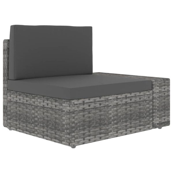 Modularni trosjed od poliratana sivi - Slika 3