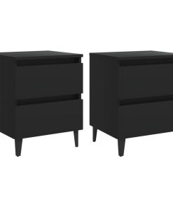 Noćni ormarići 2 kom crni 40 x 35 x 50 cm od iverice