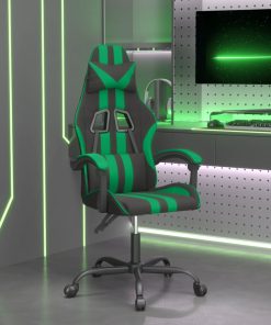 Okretna igraća stolica crno-zelena od umjetne kože