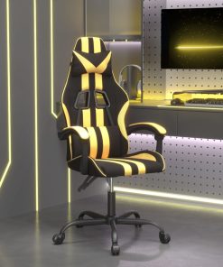 Okretna igraća stolica crno-zlatna od umjetne kože