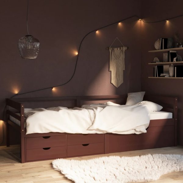 Okvir za krevet i ladice/ormarić tamnosivi 90 x 200 cm borovina