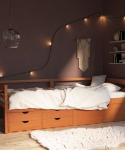 Okvir za krevet i ladice/ormarić tamnosmeđi 90x200 cm borovina