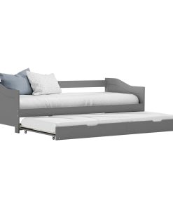 Okvir za krevet na razvlačenje od borovine sivi 90 x 200 cm
