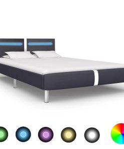 Okvir za krevet od umjetne kože s LED svjetlom crni 140x200 cm