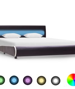 Okvir za krevet od umjetne kože s LED svjetlom crni 160x200 cm