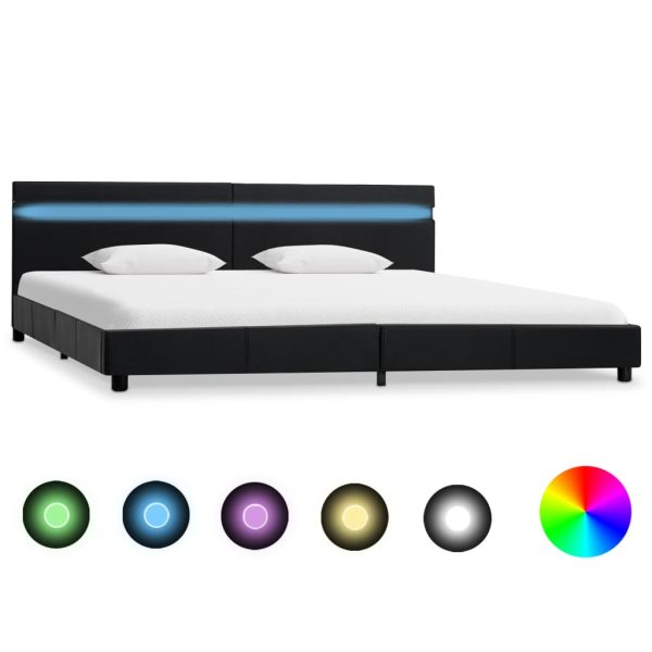 Okvir za krevet od umjetne kože s LED svjetlom crni 180x200 cm