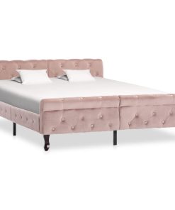 Okvir za krevet ružičasti baršunasti 140 x 200 cm