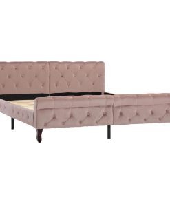 Okvir za krevet ružičasti baršunasti 160 x 200 cm