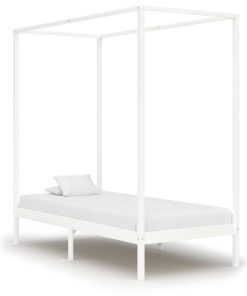 Okvir za krevet s baldahinom od borovine bijeli 100 x 200 cm