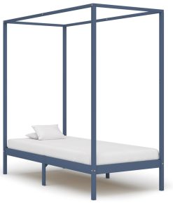 Okvir za krevet s baldahinom od borovine sivi 100 x 200 cm