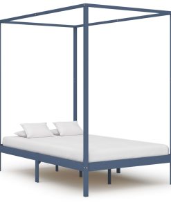 Okvir za krevet s baldahinom od borovine sivi 120 x 200 cm