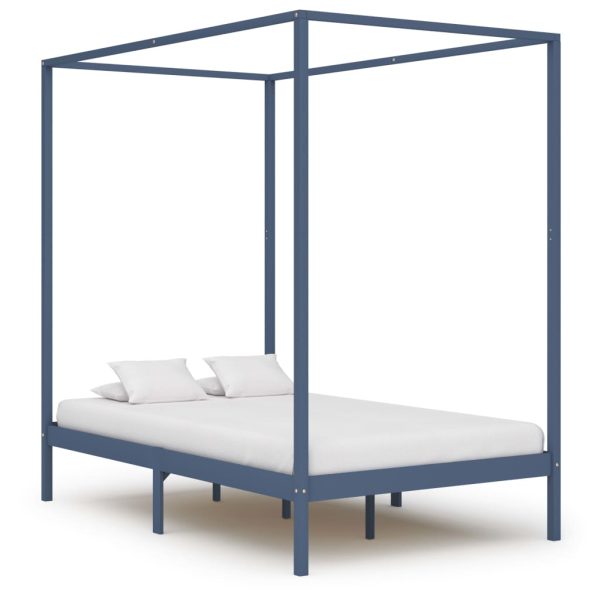 Okvir za krevet s baldahinom od borovine sivi 120 x 200 cm