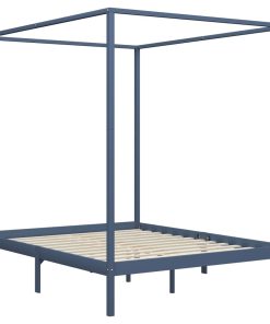 Okvir za krevet s baldahinom od borovine sivi 180 x 200 cm