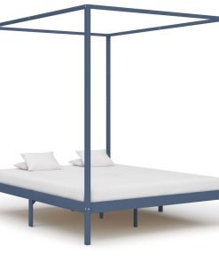 Okvir za krevet s baldahinom od borovine sivi 180 x 200 cm